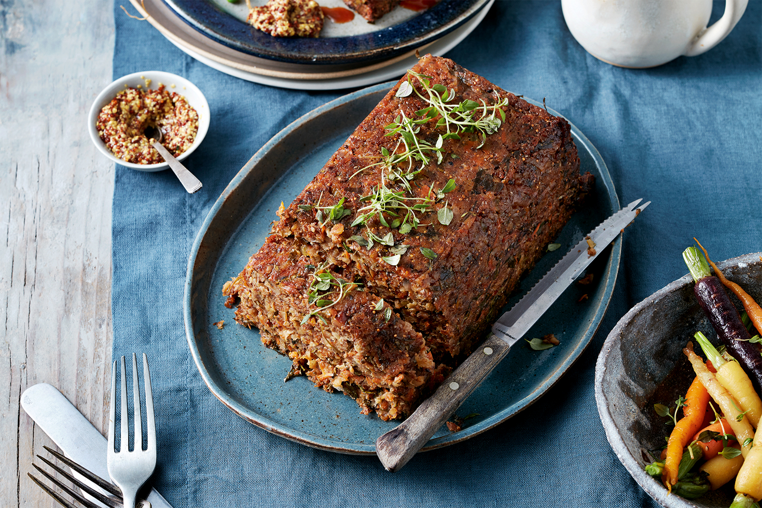 Vegan stuffing cooked as a loaf for slicing