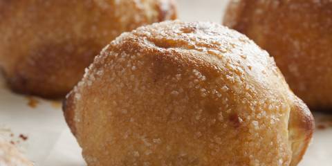 Close up of a apple dumpling.