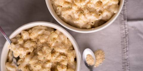 bowls of the creamiest mac and cheese I've ever seen