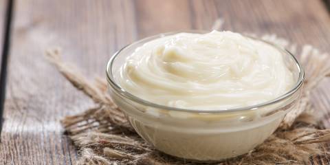 a small dish of homemade mayonnaise