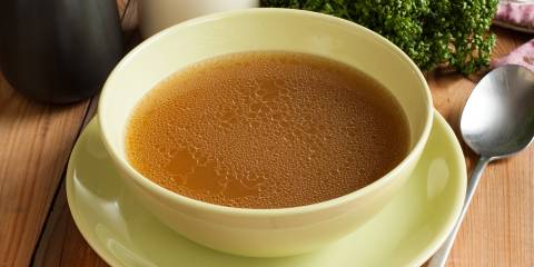 a dish of nourishing turkey bone broth