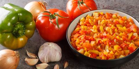 chopped vegetables in a traditional sofrito