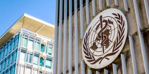 the WHO building in Geneva, Switzerland