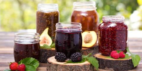 jars of homemade fruit jam
