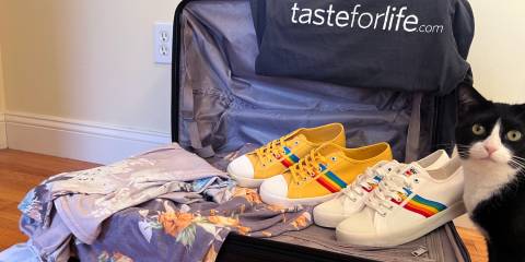 a suitcase being packed for travel