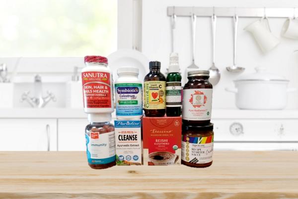 a variety of all-natural supplements and foods